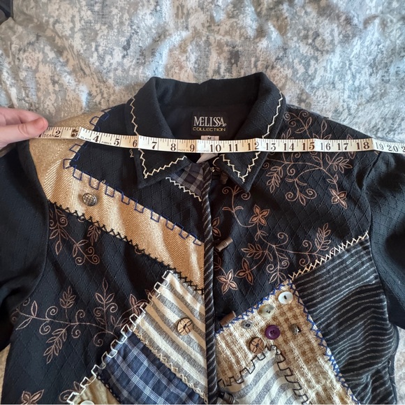 VTG Melissa Collection Women Jacket Medium Patchwork Quilted Buttons 3D Granny - Picture 14 of 15